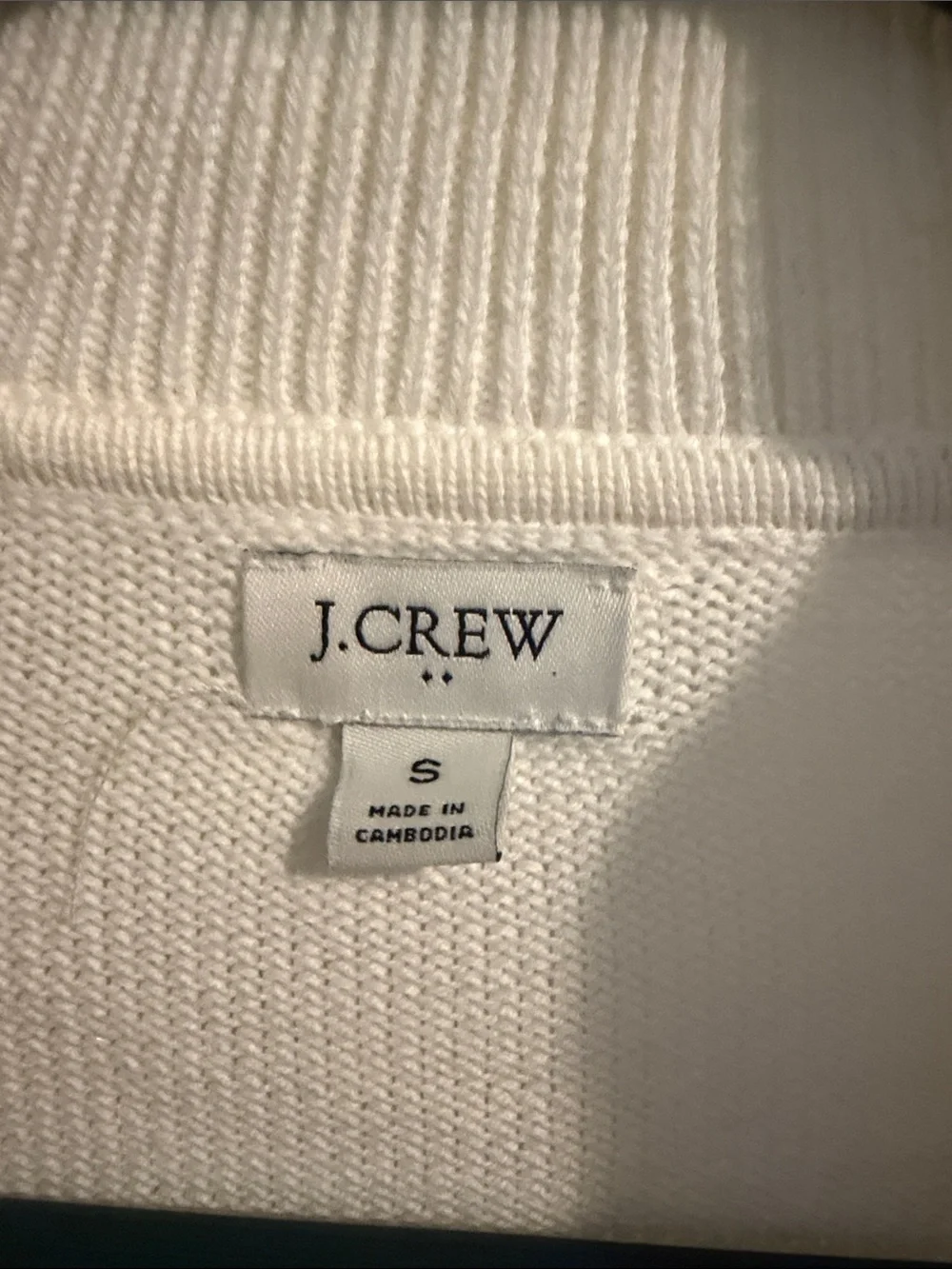 J. Crew White & Navy Striped Half-Zip Sweater